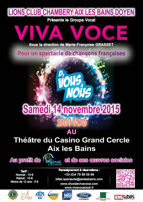 Chorale Viva Voce Chambéry - Groupe vocal choeur mixte adulte - Événements, actualités - article du blog - De Vous à Nous Enfance et Cancer Lions Club Chambéry Aix Doyen