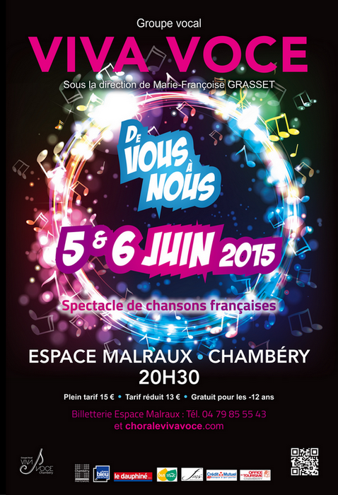 Chorale Viva Voce Chambéry - Groupe vocal choeur mixte adulte - Événements, actualités - article du blog - Réservez votre place pour le concert De Vous à Nous à l'espace Malraux le 5 et 6 juin 2015